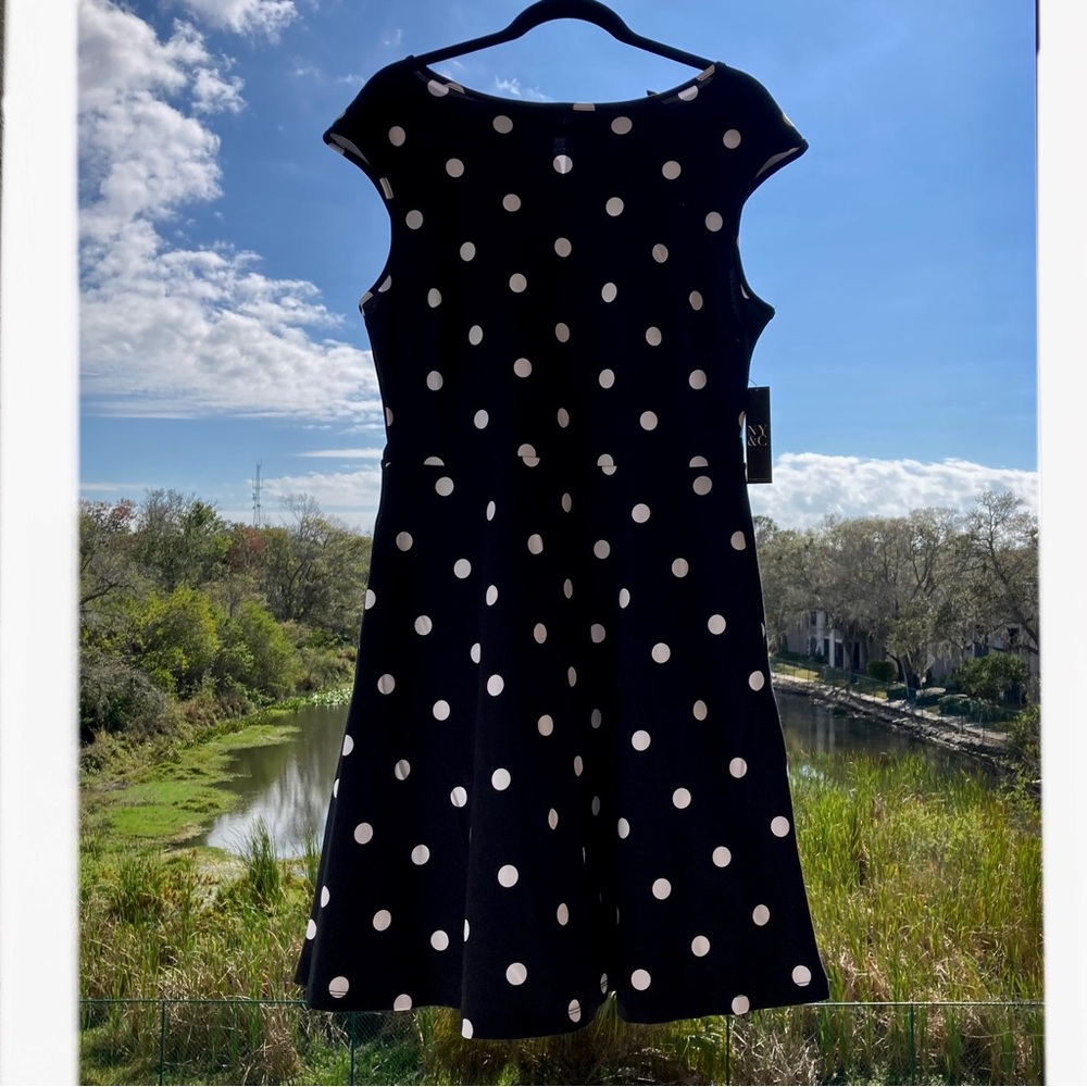 new york & company dress black and white polka dot Size:M-L.  NWT